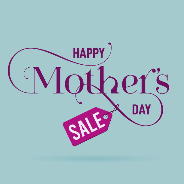 Happy Mother's Day Sale Tag Lettering Typography vector art illustration