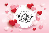 Happy Mother's Day greeting design with 3D hearts background