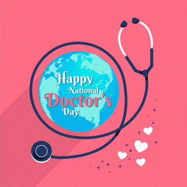 Happy National Doctor's Day, globe and doctor stethoscope, illustration vector Happy National Doctor's Day, world, globe and doctor stethoscope, illustration vector happy doctors day stock illustrations