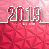 Happy new year 2019 with space for your text. Creative greeting card with long shadows and a modern geometric background can be used for design. The layers are named to facilitate your customization. Vector Illustration (EPS10, well layered and grouped). Easy to edit, manipulate, resize or colorize. Please do not hesitate to contact me if you have any questions, or need to customise the illustration. http://www.istockphoto.com/portfolio/bgblue