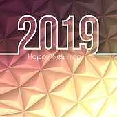 Happy new year 2019 with space for your text. Creative greeting card with long shadows and a modern geometric background can be used for design. The layers are named to facilitate your customization. Vector Illustration (EPS10, well layered and grouped). Easy to edit, manipulate, resize or colorize. Please do not hesitate to contact me if you have any questions, or need to customise the illustration. http://www.istockphoto.com/portfolio/bgblue