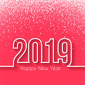 Happy new year 2019 with gold glitter and space for your text. Creative greeting card with a flat design style and long shadows. The layers are named to facilitate your customization. Vector Illustration (EPS10, well layered and grouped). Easy to edit, manipulate, resize or colorize. Please do not hesitate to contact me if you have any questions, or need to customise the illustration. http://www.istockphoto.com/portfolio/bgblue