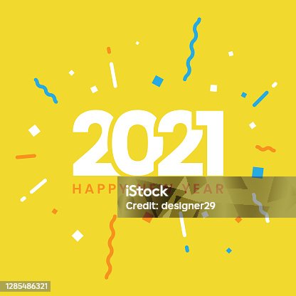 istock Happy New Year 2021 Flat Design. 1285486321