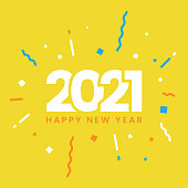 istock Happy New Year 2021 Flat Design. 1285486321