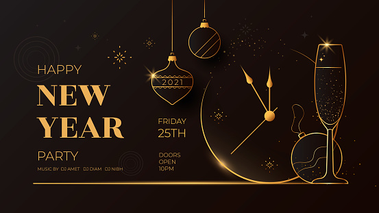 Happy New Year 2021 greeting card design template