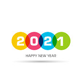 Design typography of 2021 Happy new year celebration.