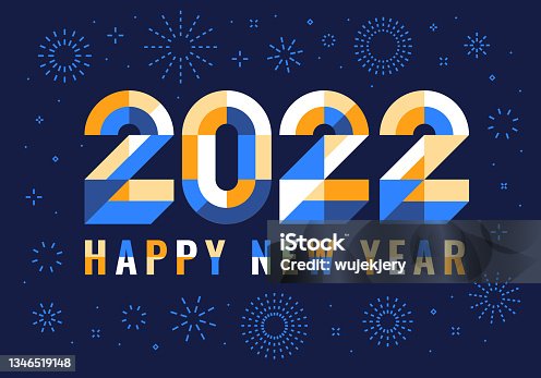 istock Happy new year 2022. Modern new year card 1346519148