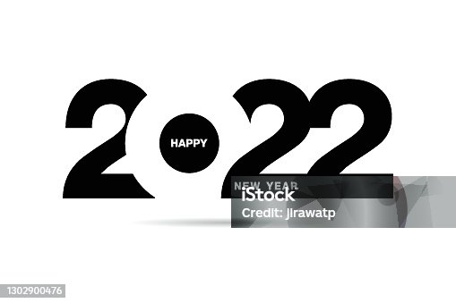 istock Happy New Year 2022 text design. for Brochure design template, card, banner. Vector illustration. Isolated on white background. 1302900476