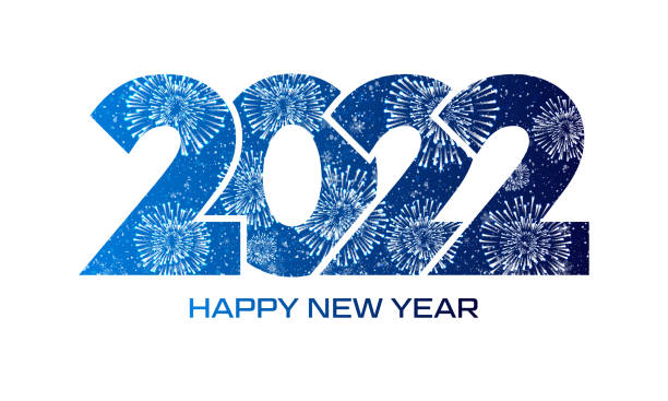ilustraciones, imágenes clip art, dibujos animados e iconos de stock de diseño de texto de feliz año nuevo 2022 - happy new year