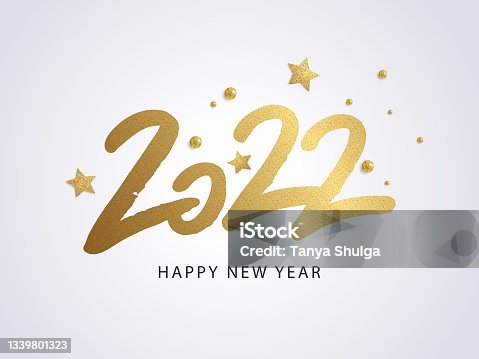 istock Happy New Year 2022. Vector holiday illustration with 2022 logo text 1339801323