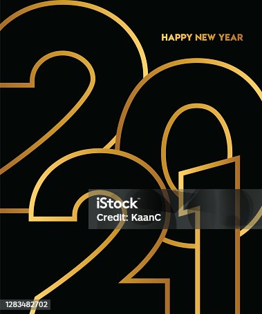 istock 2021 Happy New Year background. 2021 lettering. Seasonal greeting card template. stock illustration 1283482702