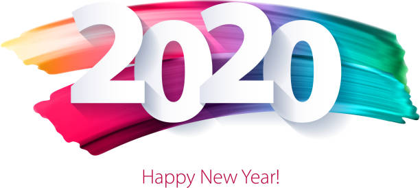 2020 Happy New Year background. Seasonal greeting card template. 2020 Happy New Year background with colorful numbers. Christmas winter holidays design. Seasonal greeting card, calendar, brochure template. 2020 stock illustrations