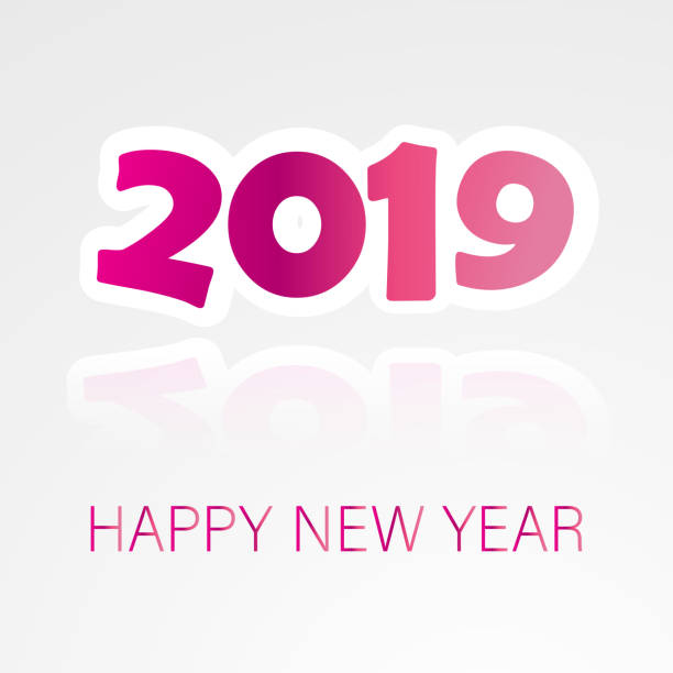 2019 Happy New Year Background with Colorful Text. vector art illustration