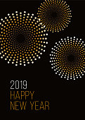 Happy New Year background with fireworks. - Illustration