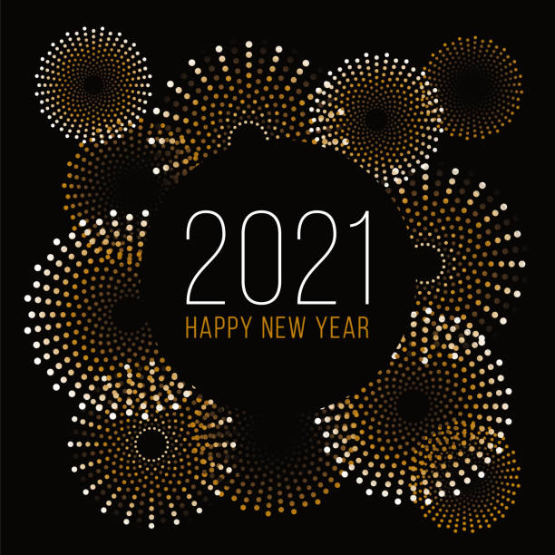 ilustrações de stock, clip art, desenhos animados e ícones de happy new year background with fireworks. - fogo de artifício dourado
