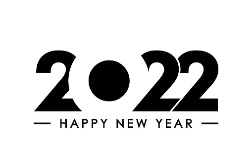 2022 Happy New Year - Banner, Design Template, Logo Text Sign Isolated on White Background. Holiday Greeting Card. Vector Stock Illustration