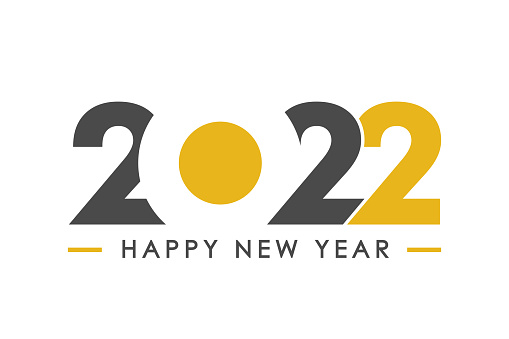 2022 Happy New Year - Banner, Design Template, Logo Text Sign Isolated on White Background. Holiday Greeting Card. Vector Stock Illustration