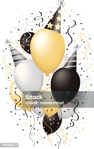 istock Happy New Year Celebration Happy Birthday Party Balloons Vector Illustration 119588577