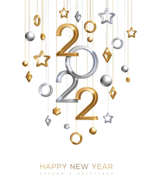 Happy New Year poster 2022 vector art illustration