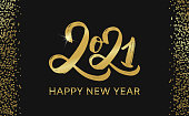 Gold Festive Numbers Design. Happy New Year Banner with 2021 Numbers. Vector illustration EPS 10