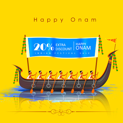 Happy Onam Big Shopping Sale Advertisement background for Festival of South India Kerala