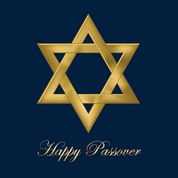 Happy Passover greeting card with a gold star of David.