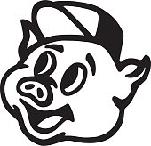 istock Happy Pig Wearing Cap 1328180379