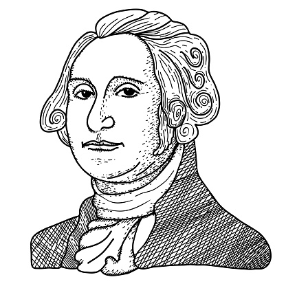 Happy president day, president George Washington vector illustration in doodle style.