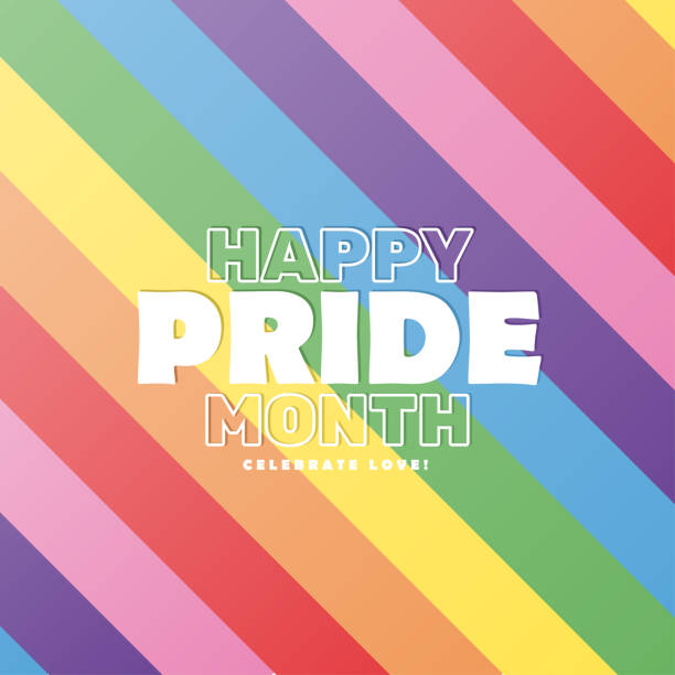 ilustraciones, imágenes clip art, dibujos animados e iconos de stock de feliz mes del orgullo colorido cartel de fondo, ilustración vectorial - pride month