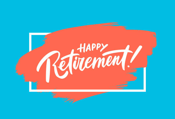 happy retirement banner. - przejście na emeryturę stock illustrations