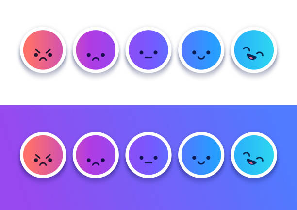 Happy Sad Rating Faces Happy sad rating faces for emotions and rating a customer experience. emotional series stock illustrations