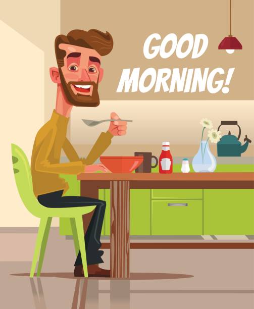 Best Eating Breakfast Illustrations, Royalty-Free Vector Graphics