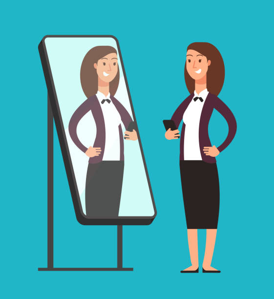 Best Woman Looking In Mirror Illustrations, Royalty-Free ...
