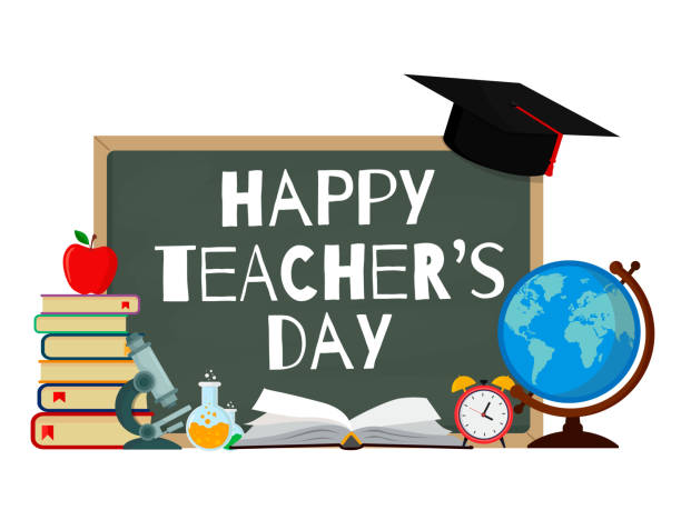 Happy Teacher's Day. Vector illustration web banner isolated on white background. EPS10. vector art illustration
