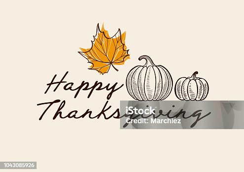 istock Happy thanksgiving day background with lettering and illustrations. 1043085926