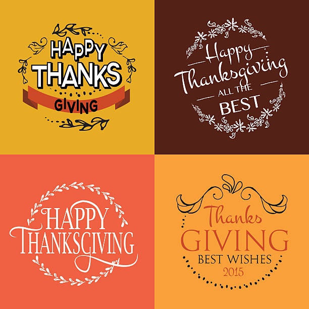 Flat design style Happy Thanksgiving Day logotype, badge and icon...