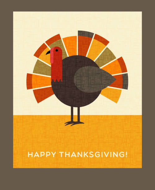 Happy Thanksgiving flat minimalist design. Colorful turkey. For greeting cards, banners, print. Happy Thanksgiving flat minimalist design. Colorful turkey. For greeting cards, banners, flyers, print. Vector illustration. thanksgiving turkey stock illustrations