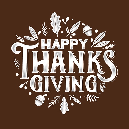 happy thanksgiving lettering black background vector design illustration