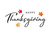 istock Happy Thanksgiving lettering card, white background. Vector 1350734068