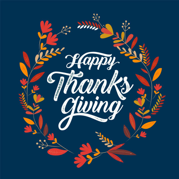 mutlu şükran günü tipografi poster. kutlama metin, rozet. vektör hat - happy thanksgiving stock illustrations