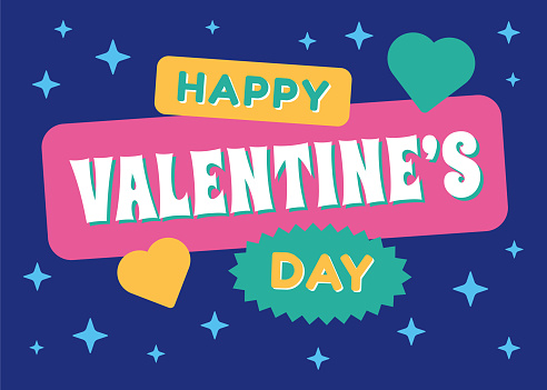 Happy Valentines Day Card with stickers. Stock Images