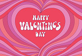 istock Happy Valentine's day groovy background 1363073723
