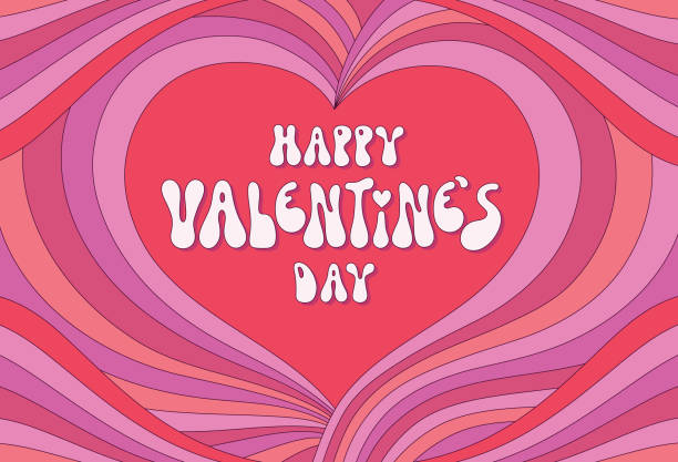 Happy Valentine's day groovy background vector art illustration