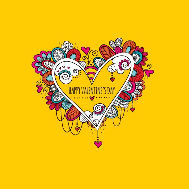 Happy Valentine's Day Hand Drawn Doodle Vector vector art illustration
