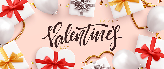 ハッピーバレンタインデー休日の背景現実的なデザインオブジェクトギフトボックスハート形状エアヘリウム風船金属中空の心臓装飾的な枝白いピンク色グリーティングカ 年のベクターアート素材や画像を多数ご用意 Istock