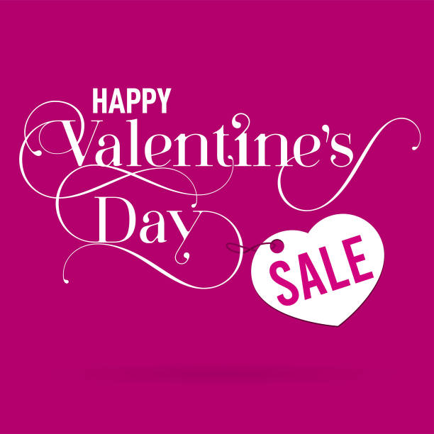 Happy Valentine's Day Sale Tag Heart Love vector art illustration