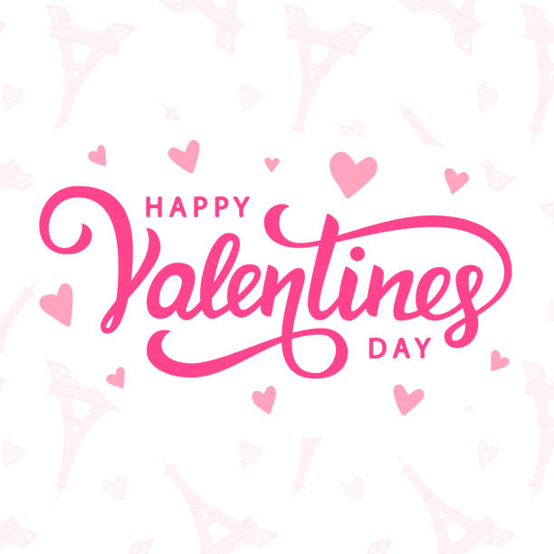 ilustraciones, imágenes clip art, dibujos animados e iconos de stock de cartel de tipografía de feliz día de san valentín con texto de caligrafía manuscrita - happy valentines day