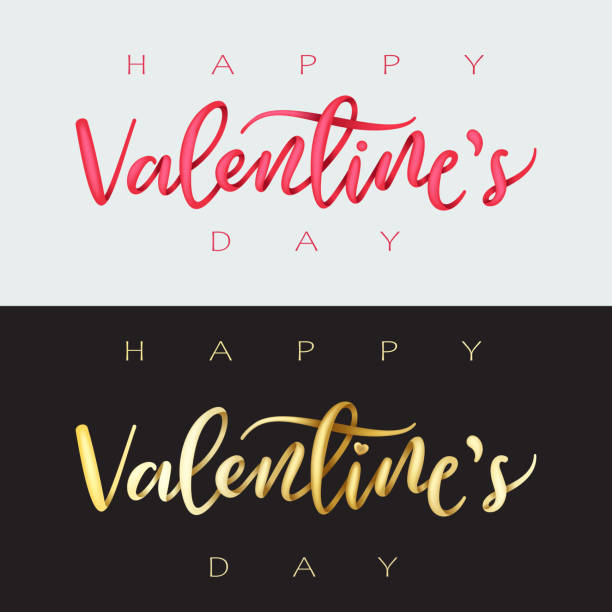 Happy Valentine's day Hand lettered Valentine's day greeting. Design element for holiday cards, promotions, invitations, sales...  EPS10 vector illustration, global colors, easy to modify. happy valentines day stock illustrations