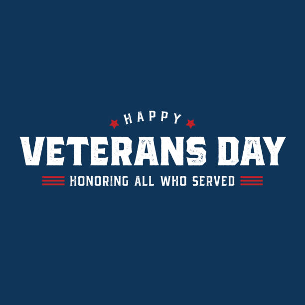 Happy Veterans Day Holiday Honor Graphic Design Text Vector Poster Illustration with Blue Background Happy Veterans Day Holiday Honor Graphic Design Text Vector Poster Illustration with Blue Background. EPS10 Square Illustration. memorial day background stock illustrations