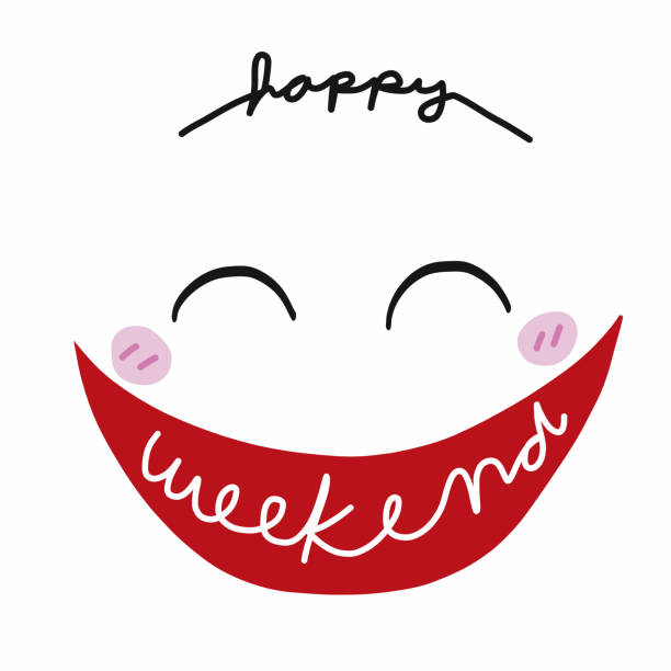 stockillustraties, clipart, cartoons en iconen met gelukkig weekend lachend gezicht cartoon vectorillustratie - happy friday emoticon
